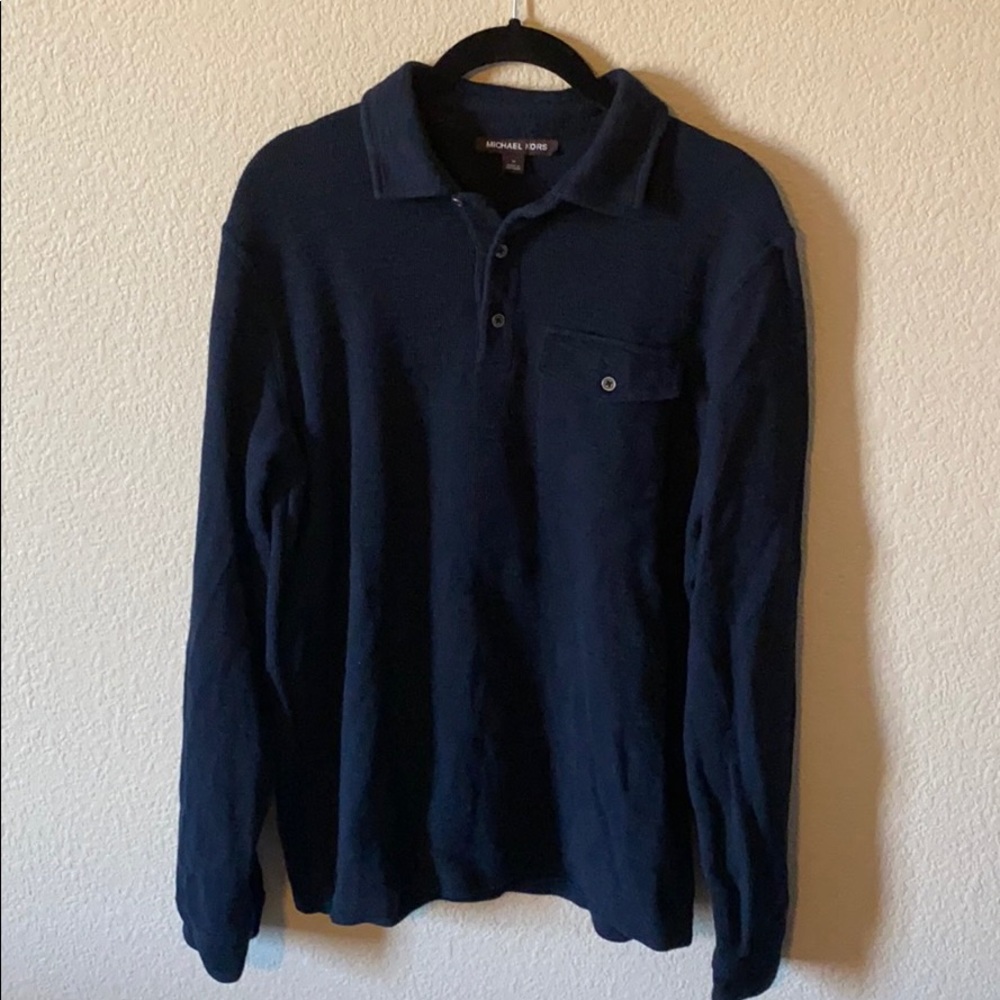 Michael Kors navy long sleeve polo